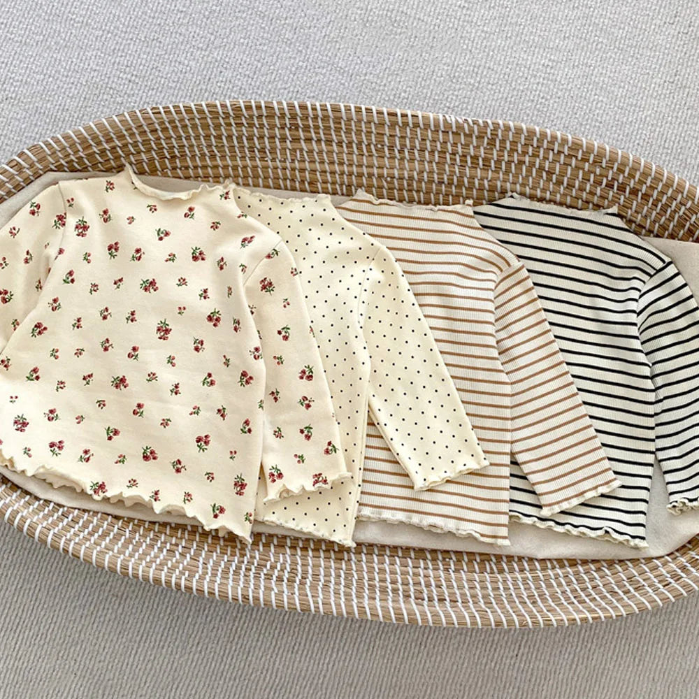 T-shirt bébé fille manches longues en coton à volants