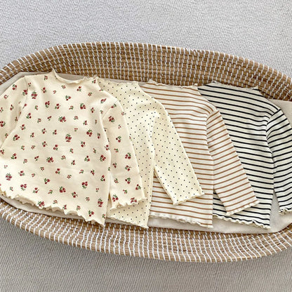 T-shirt bébé fille manches longues en coton à volants