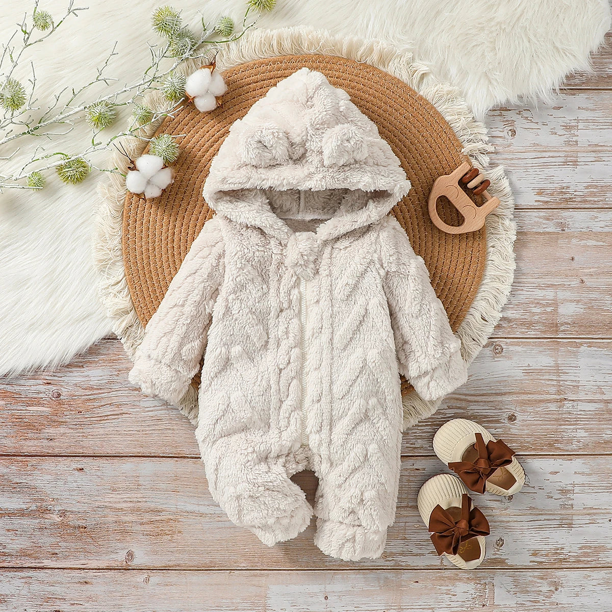 Combinaison bébé hiver en peluche douce